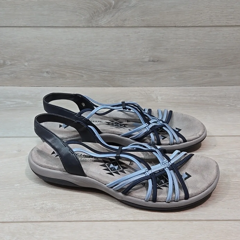Skechers Womens Reggae Memory Foam Sandals Strappy shoes sz 9